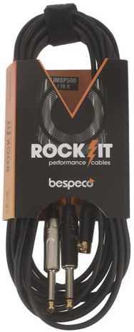 BESPECO ROCKIT Interlink Cable Jack 3,5 TRS M 90° - 2x Jack TS 5 m