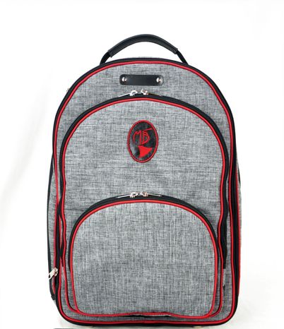 MARCUS BONNA MB Backpack Bag, Black/Grey Nylon, Orange Piping, Bell Protector 