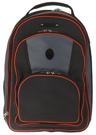 MARCUS BONNA MB Backpack Bag, Black/Grey Nylon, Orange Piping, Bell Protector 