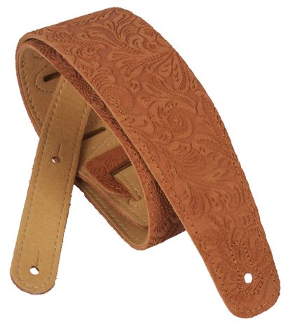 PERRI`S LEATHERS 7194 Decorated Suede Guitar Strap Floral Tan