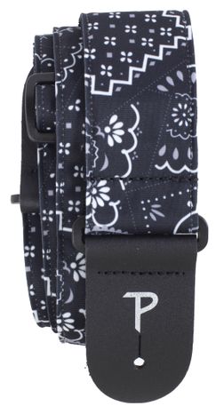 PERRI&apos;S LEATHERS 7641 2" Design Fabric Strap Black Bandana