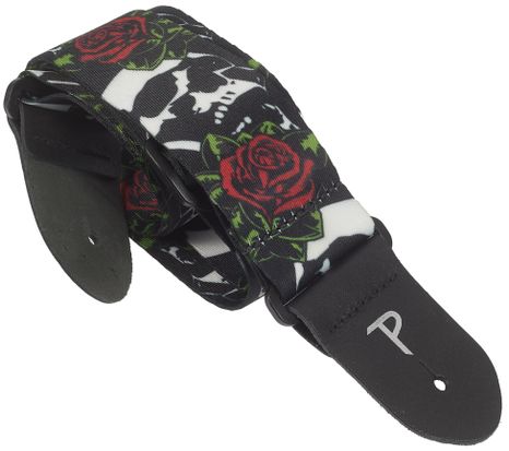 PERRI&apos;S LEATHERS 7647 Polyester Skull Rose Strap
